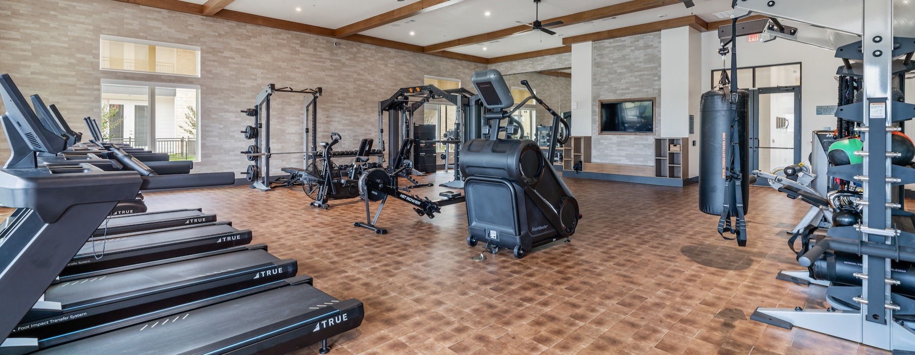 a gym with exercise equipment